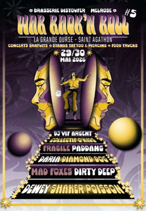 Affiche de War Raok'N Roll (2 jours-8 groupes) à St Agathon (22)