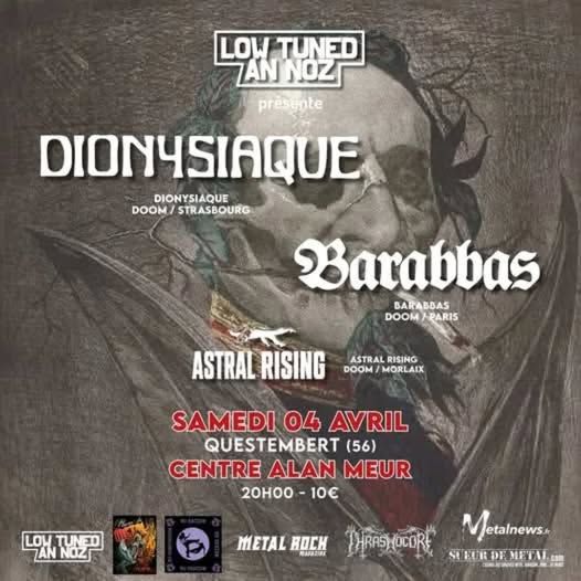 Affiche de Soirée Doom (Dyonisiaque / Barrabas / Astral Rising) à Questembert (56)