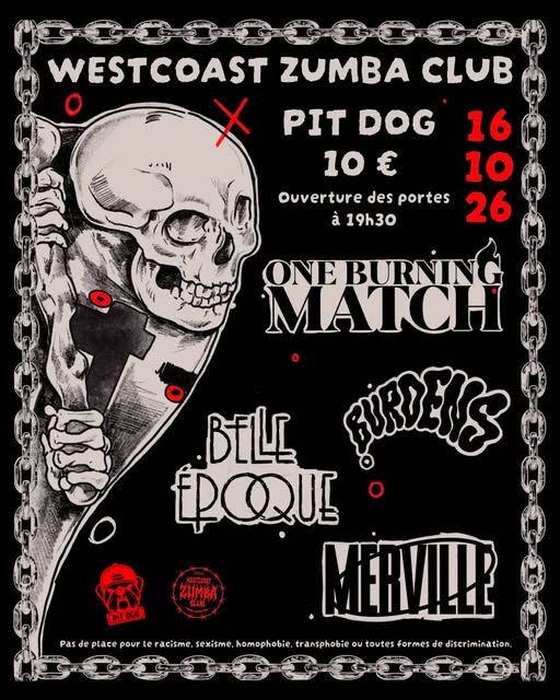 Affiche de West Coast Zumba Club (4 groupes Hardcore/Metal) à Lorient (56)