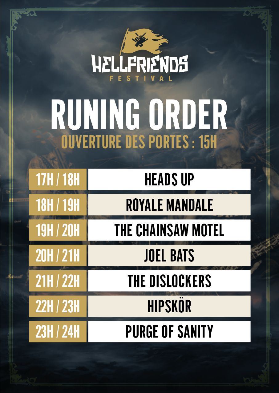 Affiche de Hellfriends Festival avec 7 groupes de Metal / HxC / Punk près de Clisson (44)
