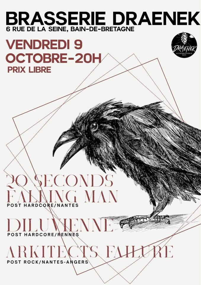 Affiche de 20 Seconds Falling Man / Diluvienne / Arkitects Failure live à Bain de Bretagne (35)