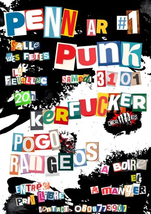 Affiche de Soirée Punk avec Kerfucker et Pogo Rangéo à La Feuillée (29)