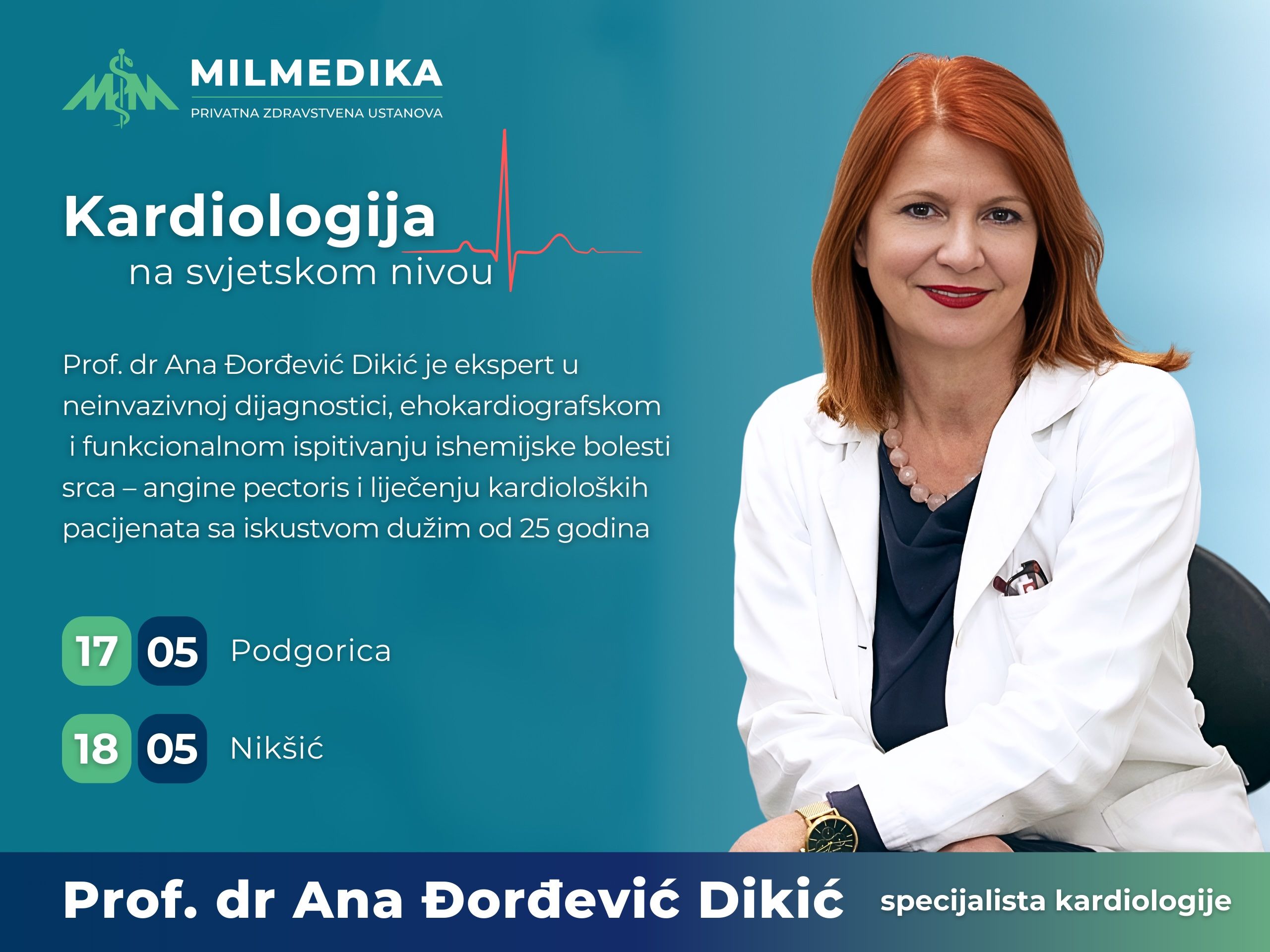 Kardiologija u Milmedika poliklinikama - Prof. dr Ana Đorđević Dikić