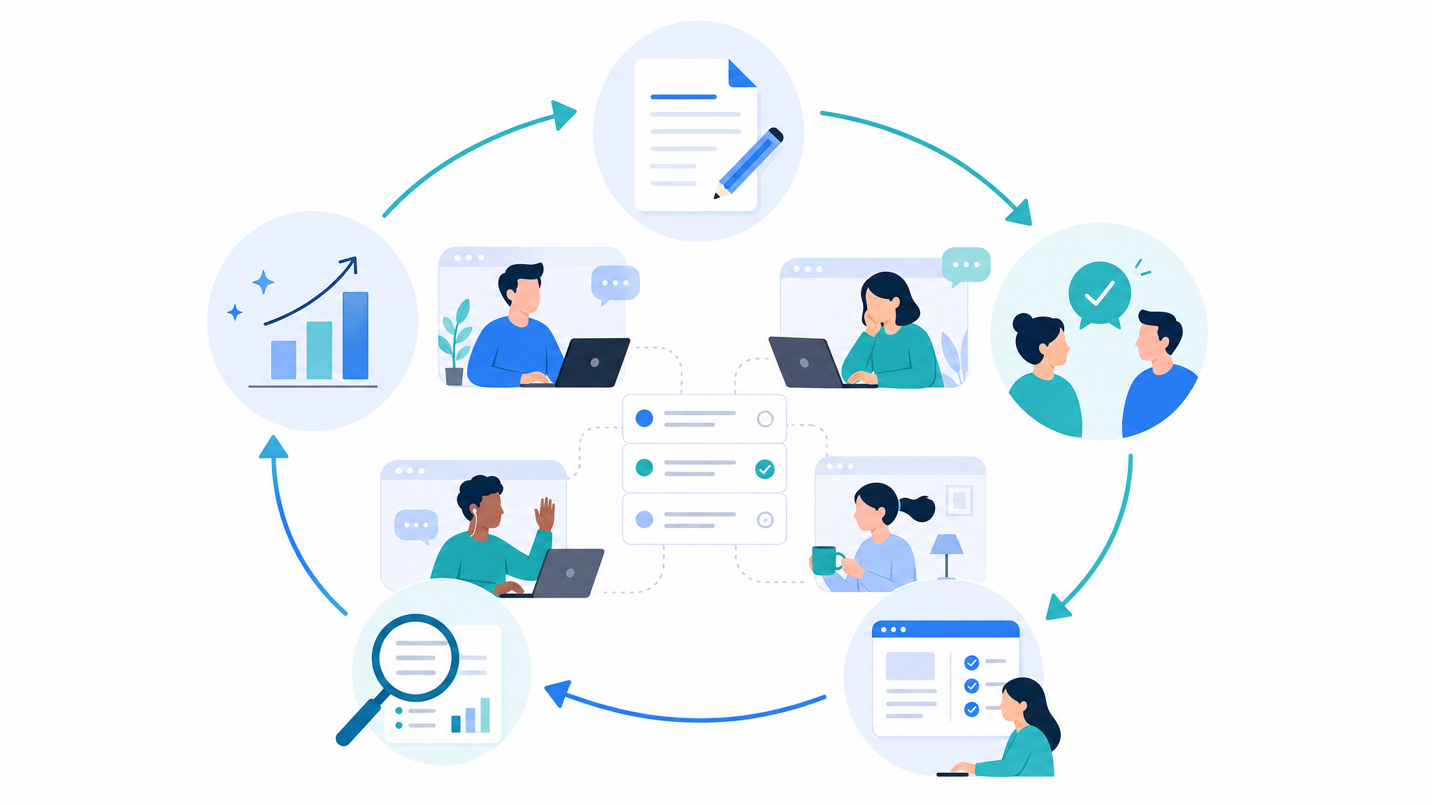 A connected product launch workflow with tasks, docs, files, chat, meeting notes, and AI context.