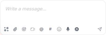 The chat composer includes @ mentions and # references. Current interface shown.
