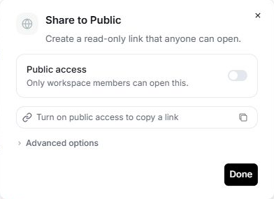 Manage read-only board access from Share to Public. Public access is off in this example.