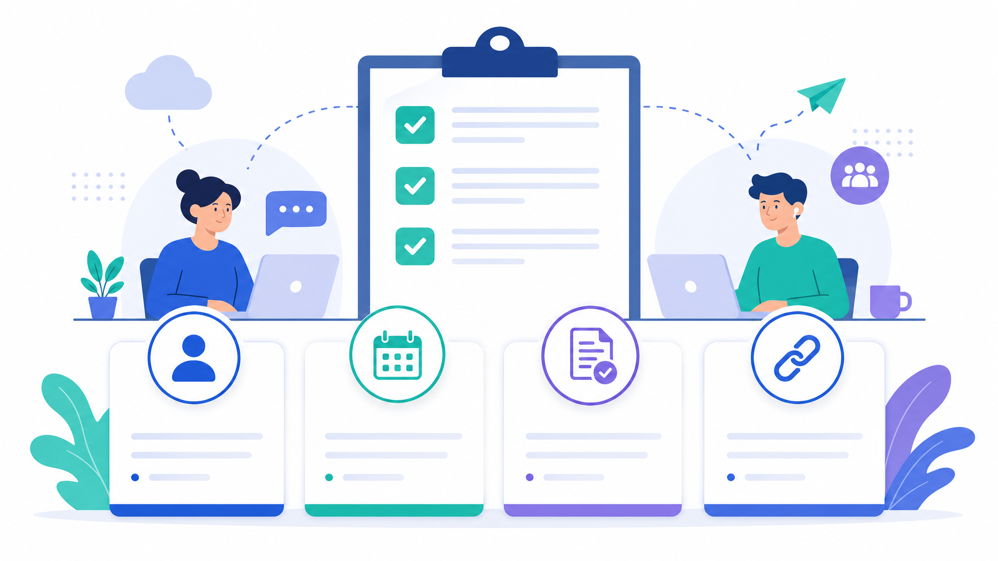 A product team reviewing issue tracking, docs, meetings, files, and team chat in one workflow.