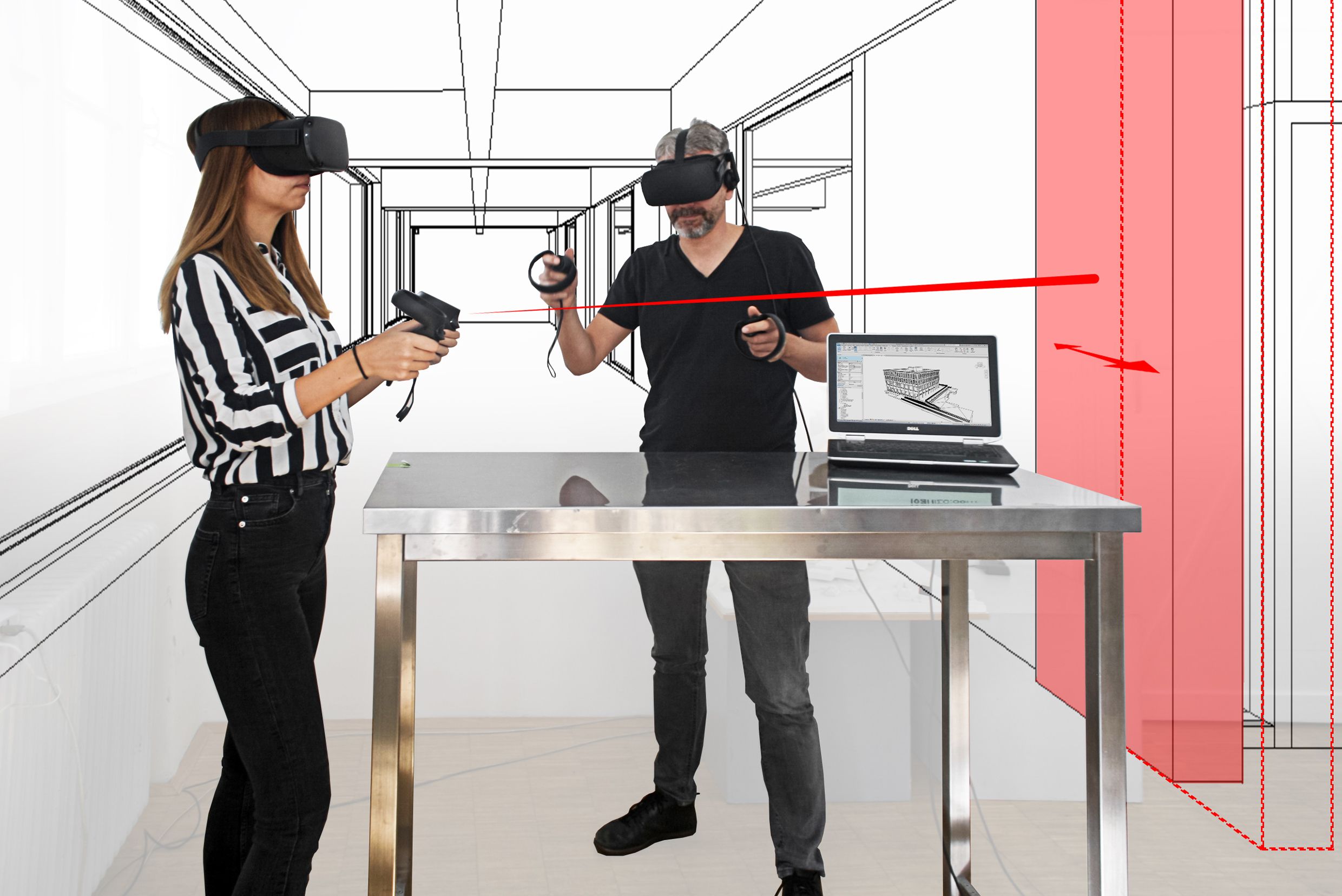 IVAN 3D Programm, zwei Menschen mit VR Brillen und Konsolen in der Hand
