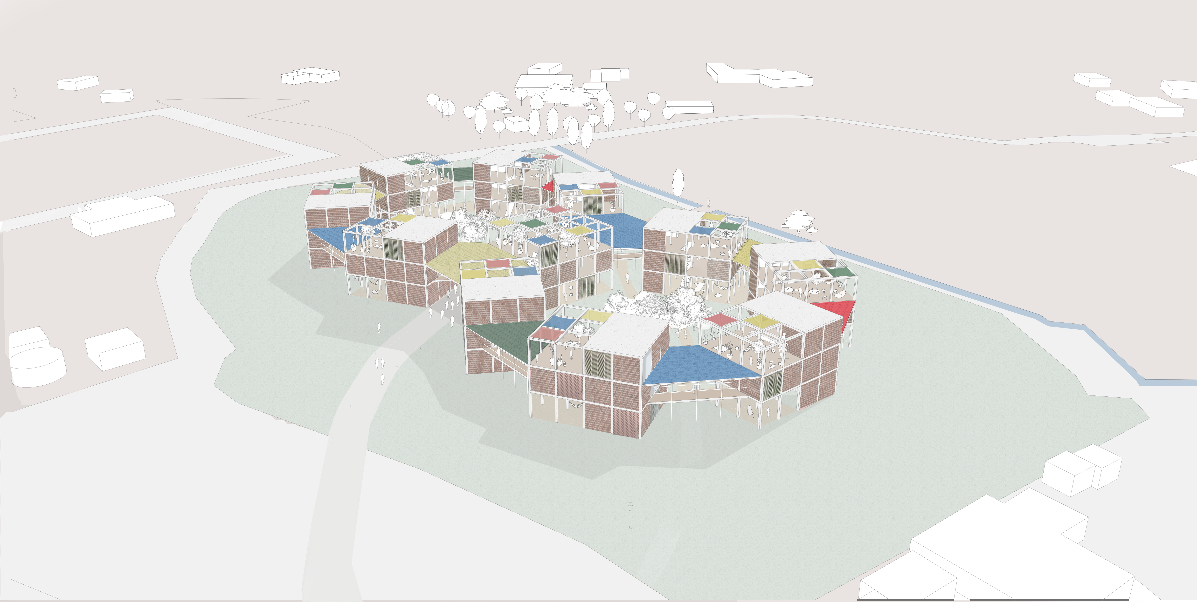 Visualisierung Dorf Wohngebäude