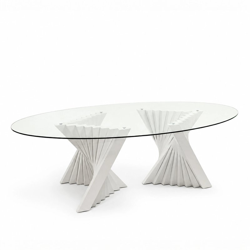 Oval Clear Glass Top White Kryptonite Base rental