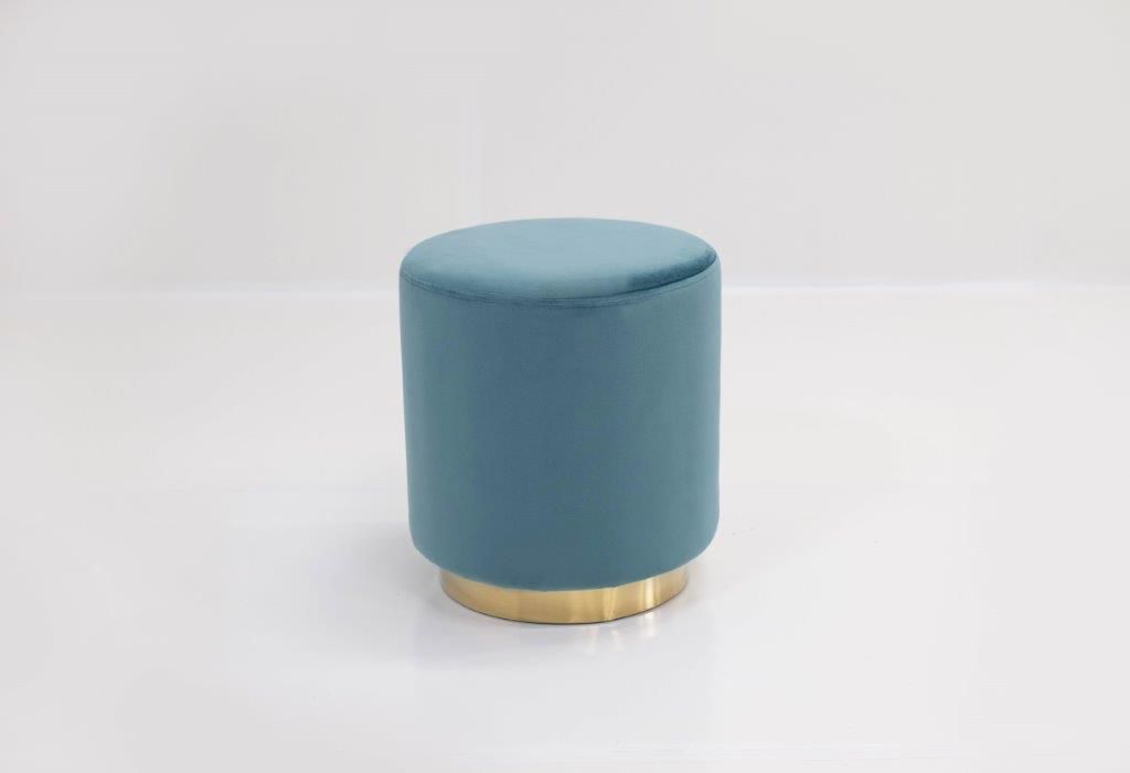 Small Round Ottoman with Gold Base (Blue)