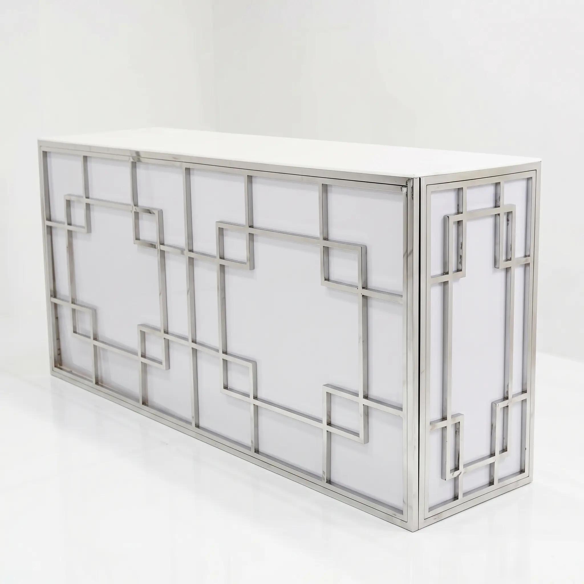 Chrome and White Geometric 8' Bar B
