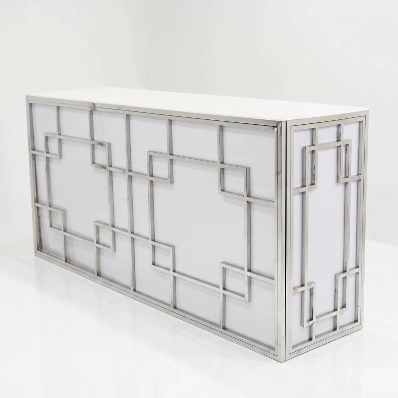 Chrome and White Geometric 8' Bar B