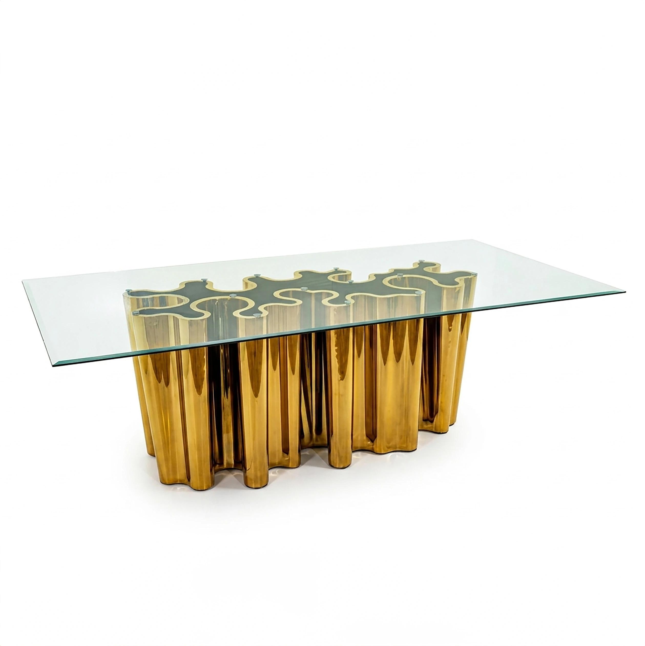 Clear Glass Top Gold Drape Base 4' x 8'