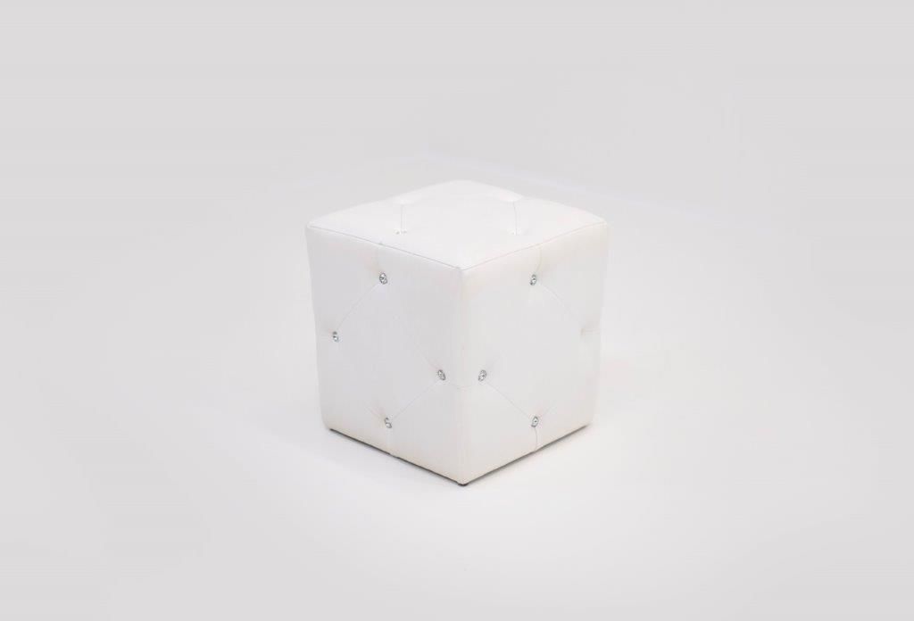 Small Square Ottoman (White) (1)