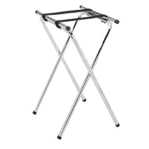 Chrome Plated Double Bar Folding Tray Stand, 31-Inch