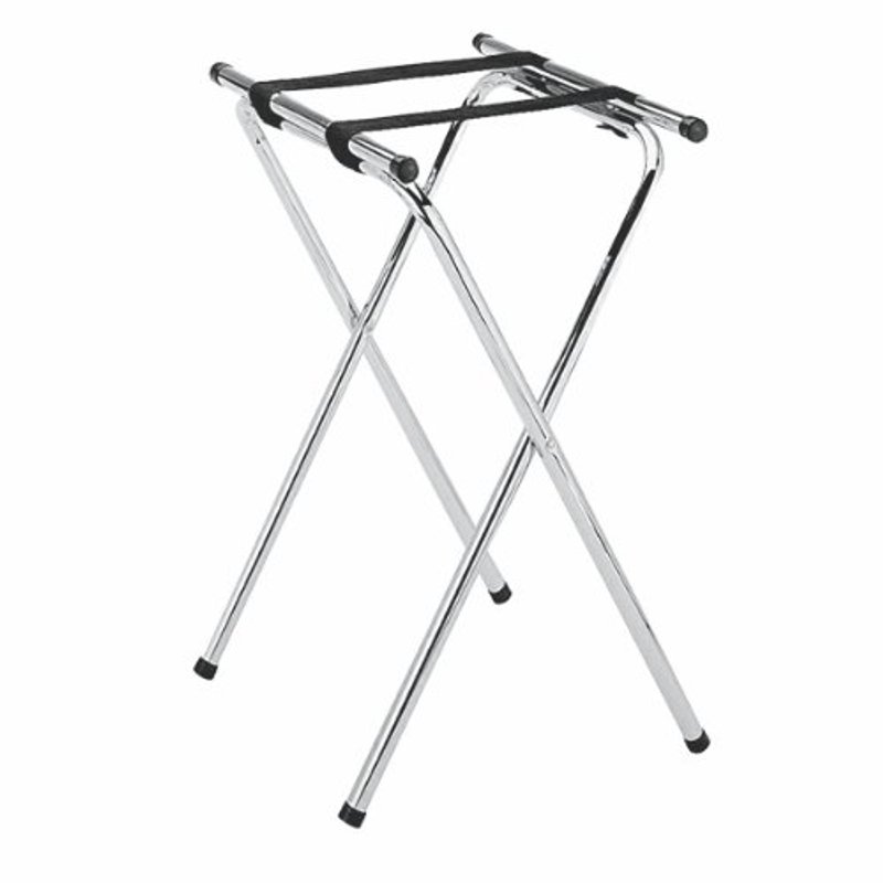Chrome Plated Double Bar Folding Tray Stand, 31-Inch