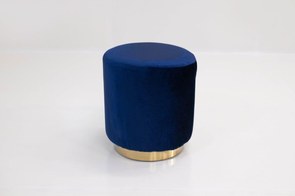 Round Small Ottoman with Gold Base (Navyblue)