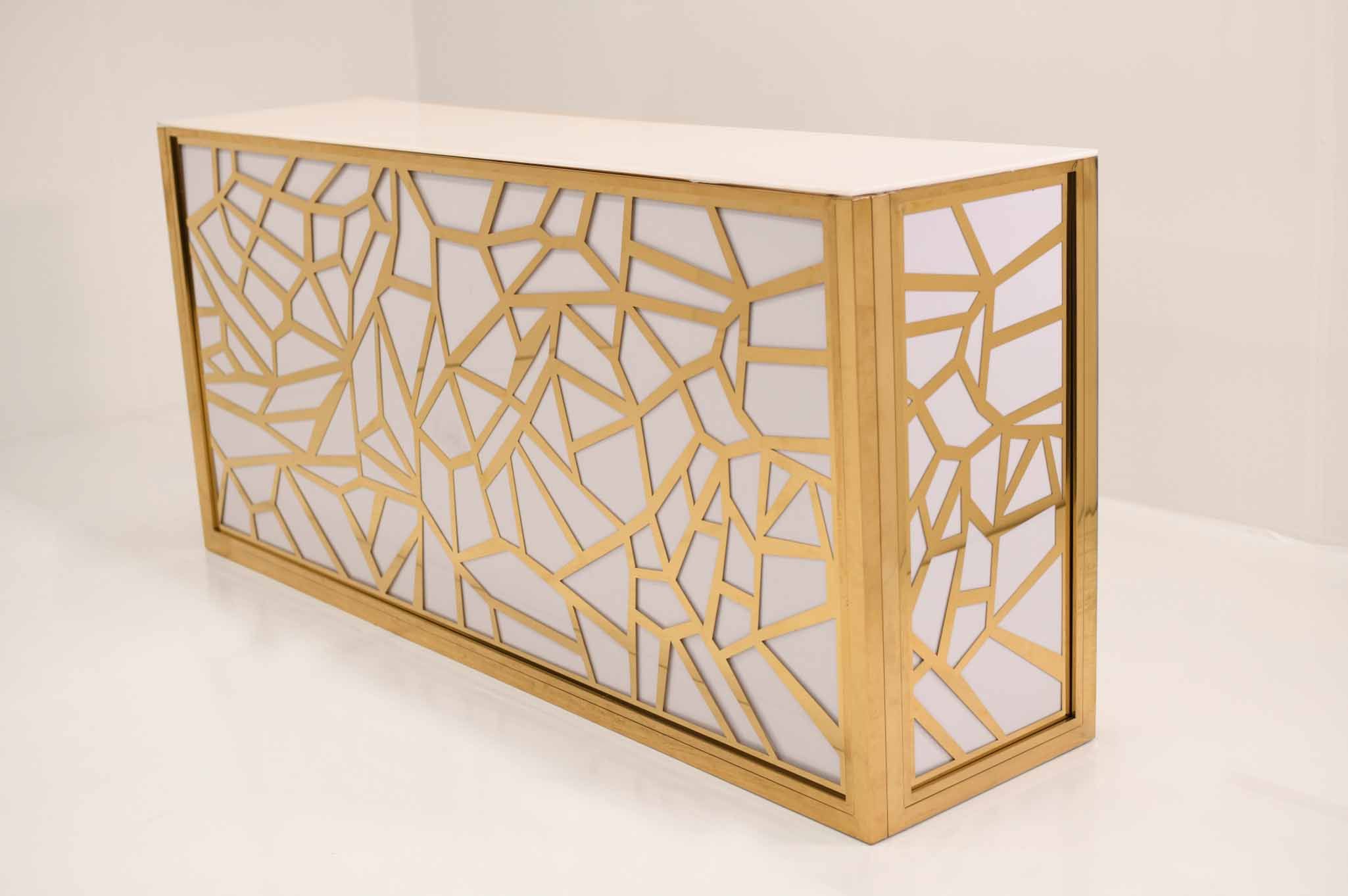 Gold and White Geometric 8' Bar B