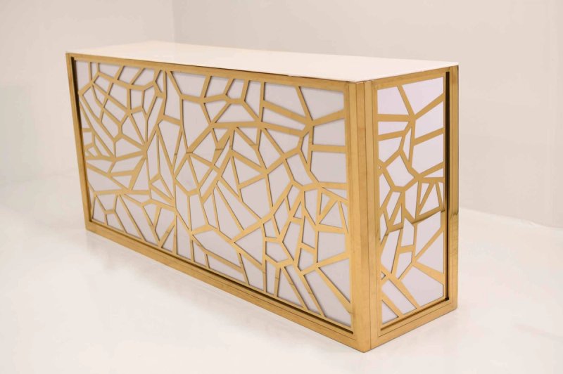 Gold and White Geometric 8' Bar B