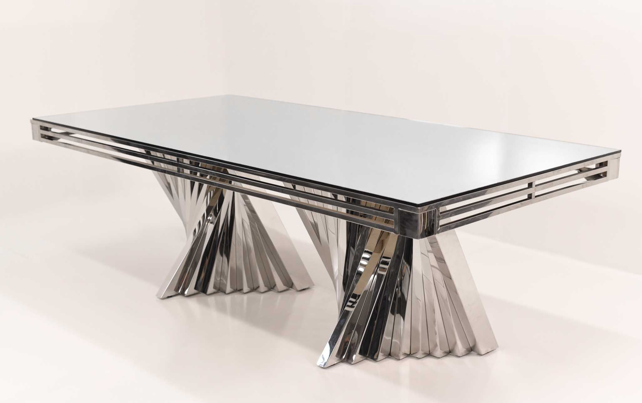 Chrome Kryptonite Art Deco 4'x8' Mirror Top DT