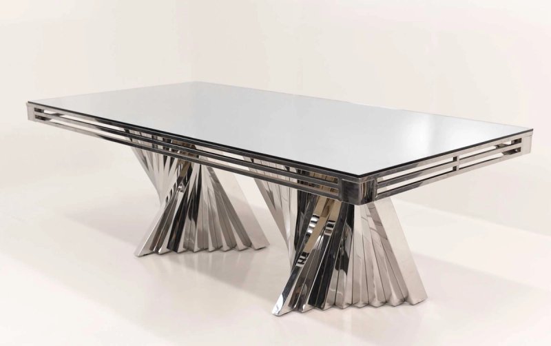 Chrome Kryptonite Art Deco 4'x8' Mirror Top DT