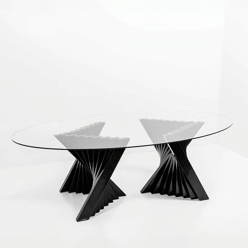 Oval Clear Glass Top Black Kryptonite Base rental