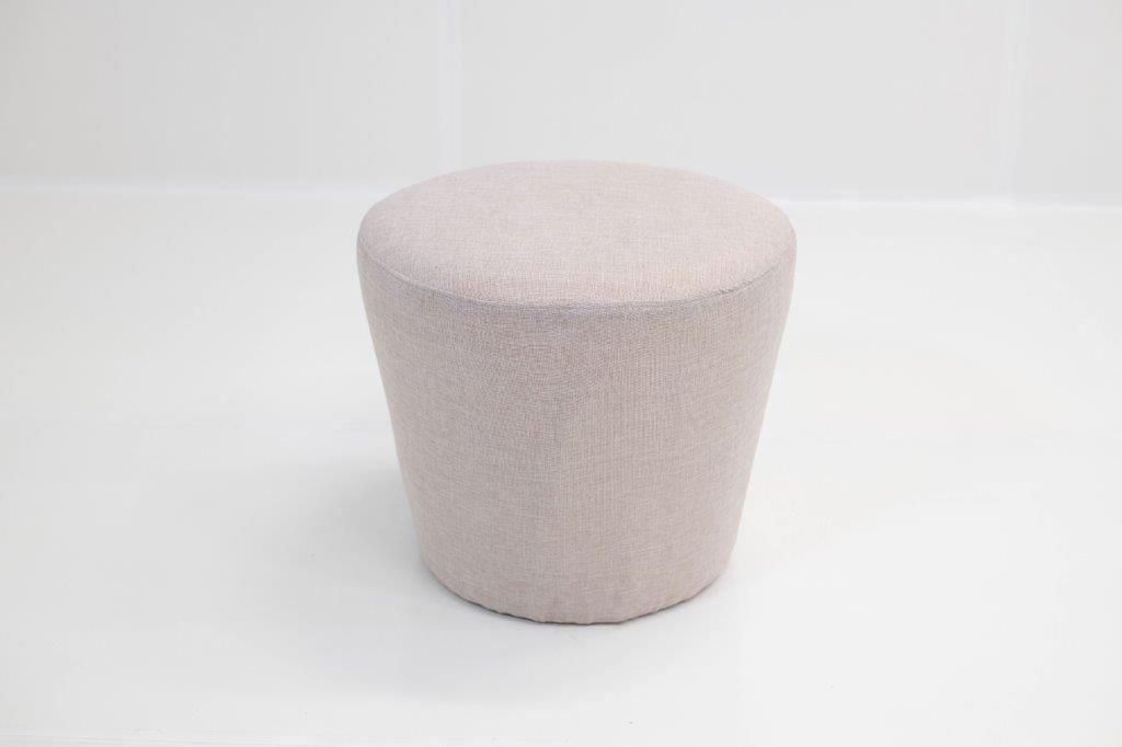 Round Small Ottoman (Vintage Taupe Linen)