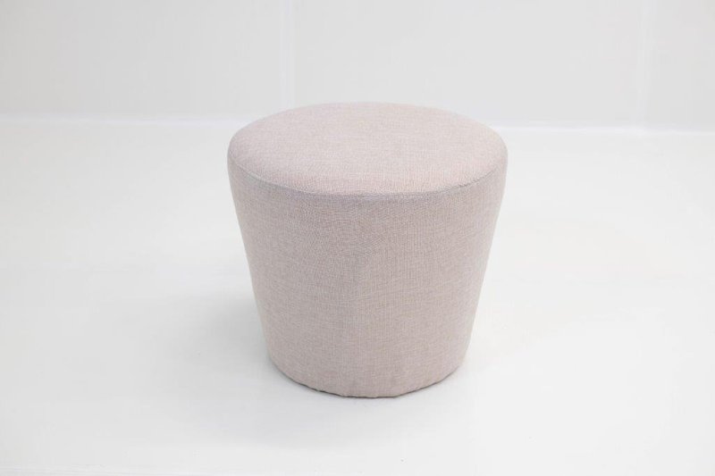 Round Small Ottoman (Vintage Taupe Linen)