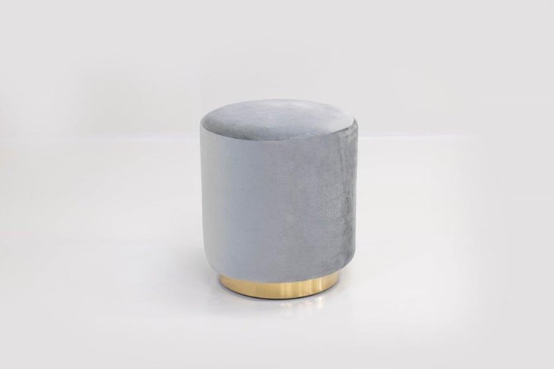 Small Round Ottoman with Gold Base (Silver)