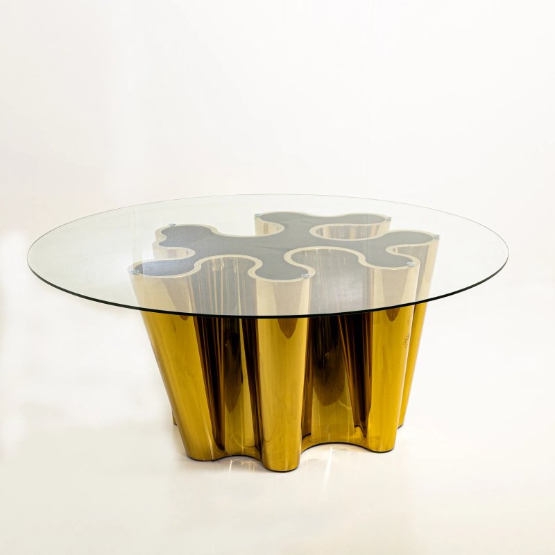 Round Clear Top Gold Drape Base