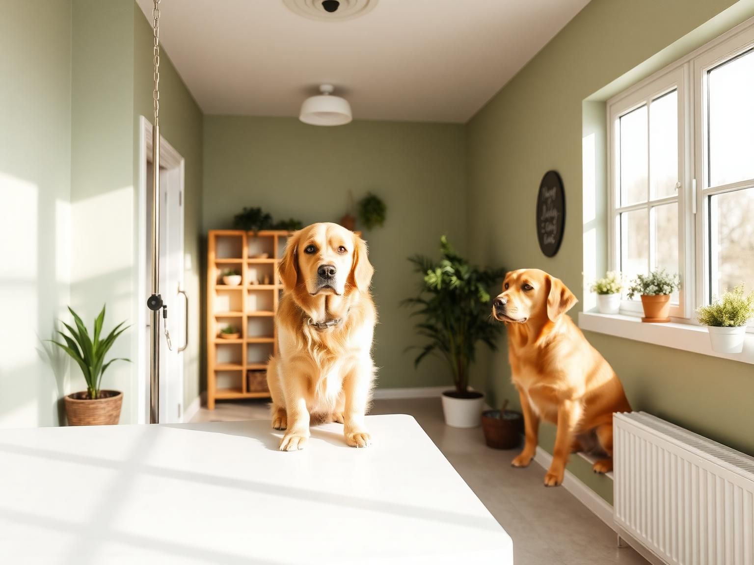 Ljust och trivsamt hundfrisörsrum i Bromma