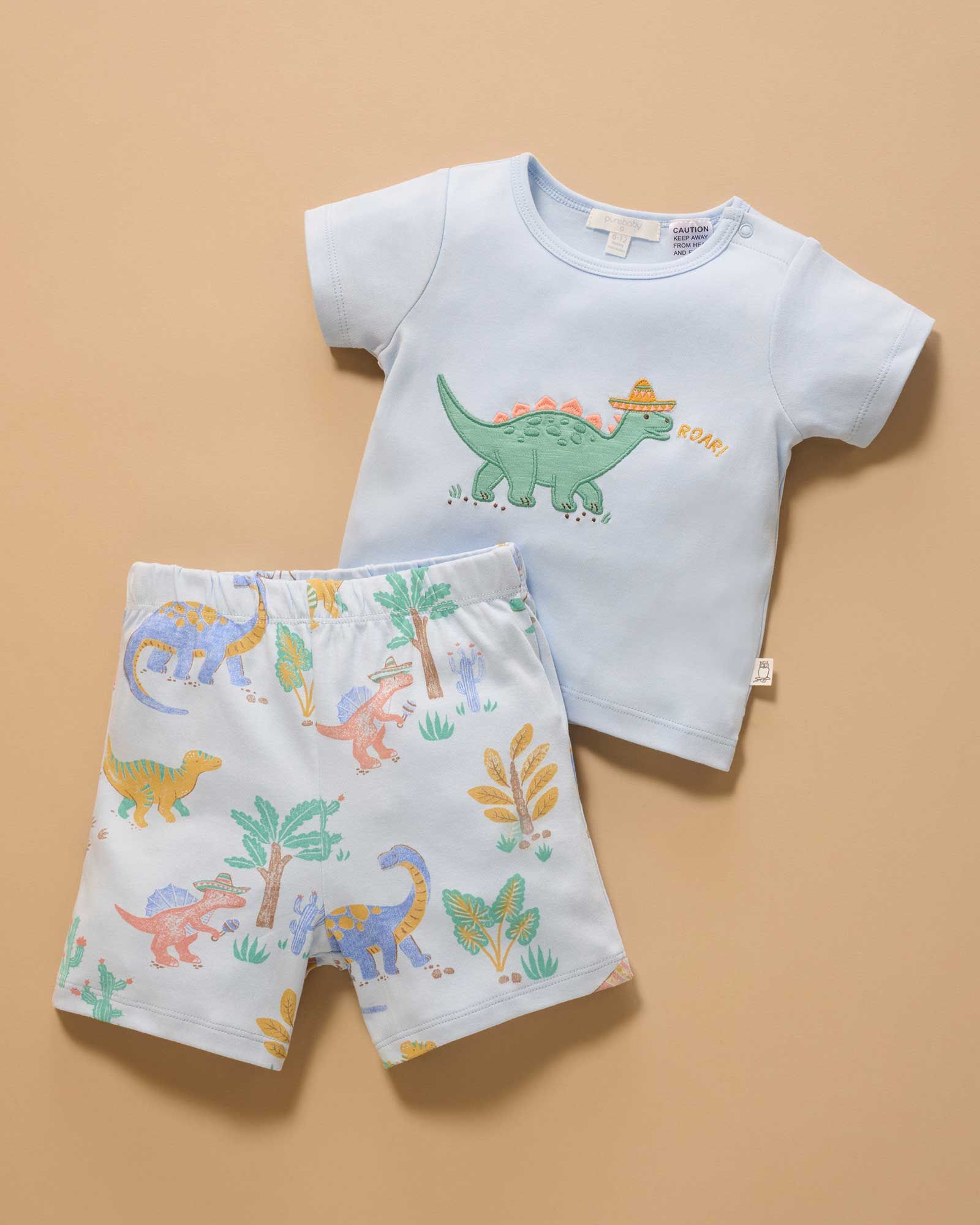 Purebaby Desert Dinosaurs Print short pyjama set