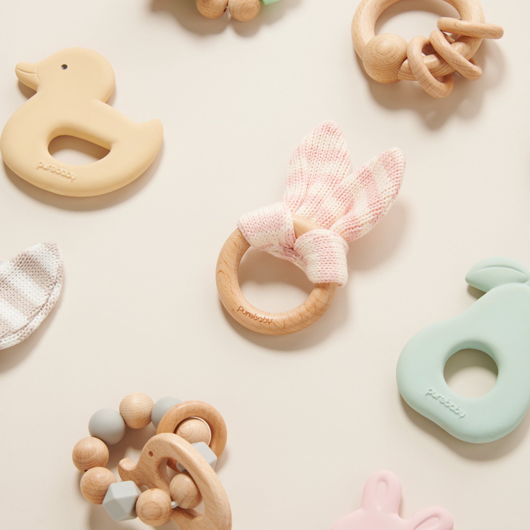 Selection of Teethers laying on floor