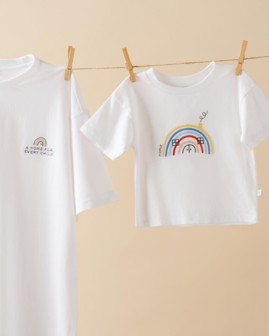 Nicole Warne x Purebaby for Adopt Change collection adult and kids tee