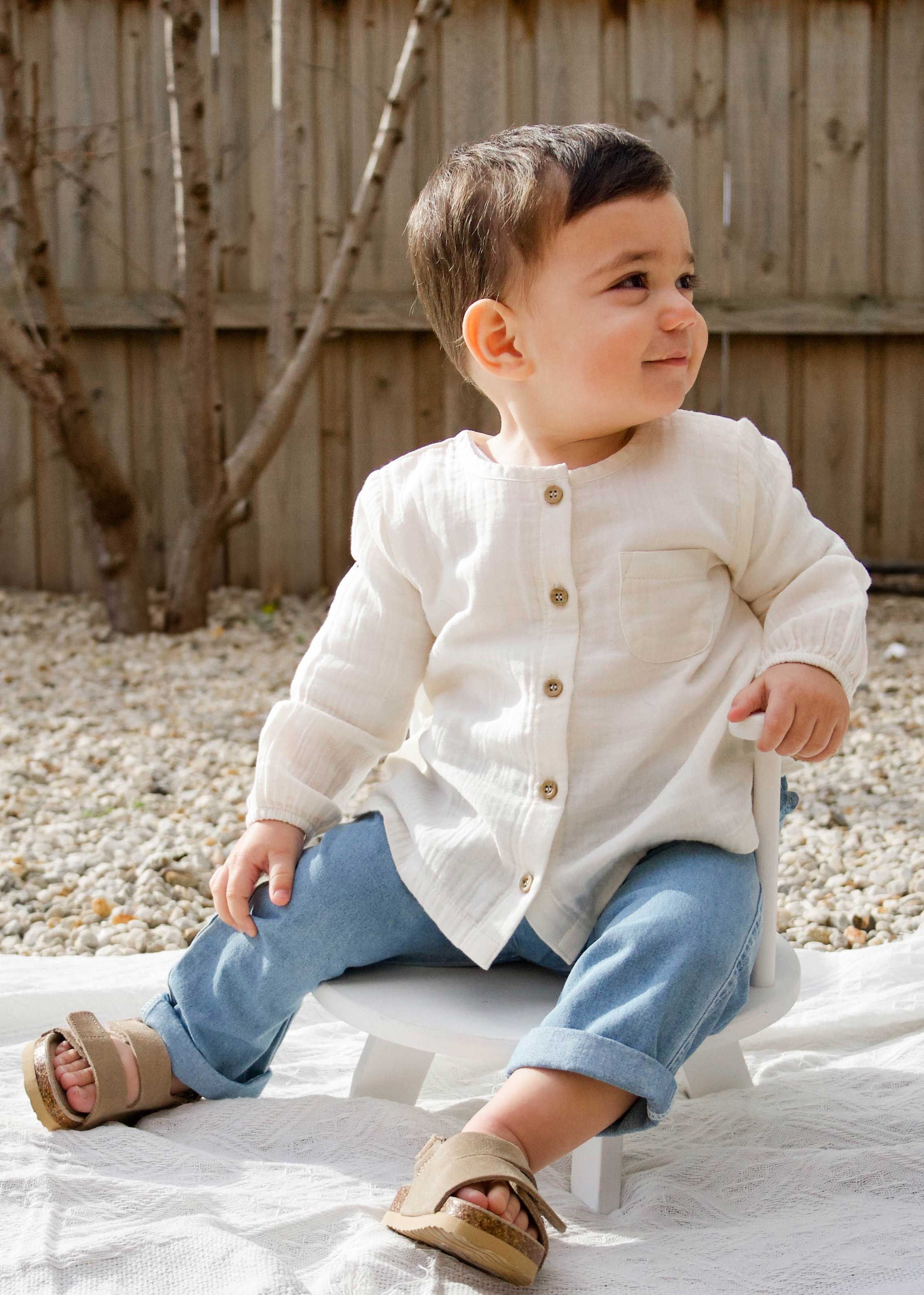 Toddler in long sleeve cotton outfit
