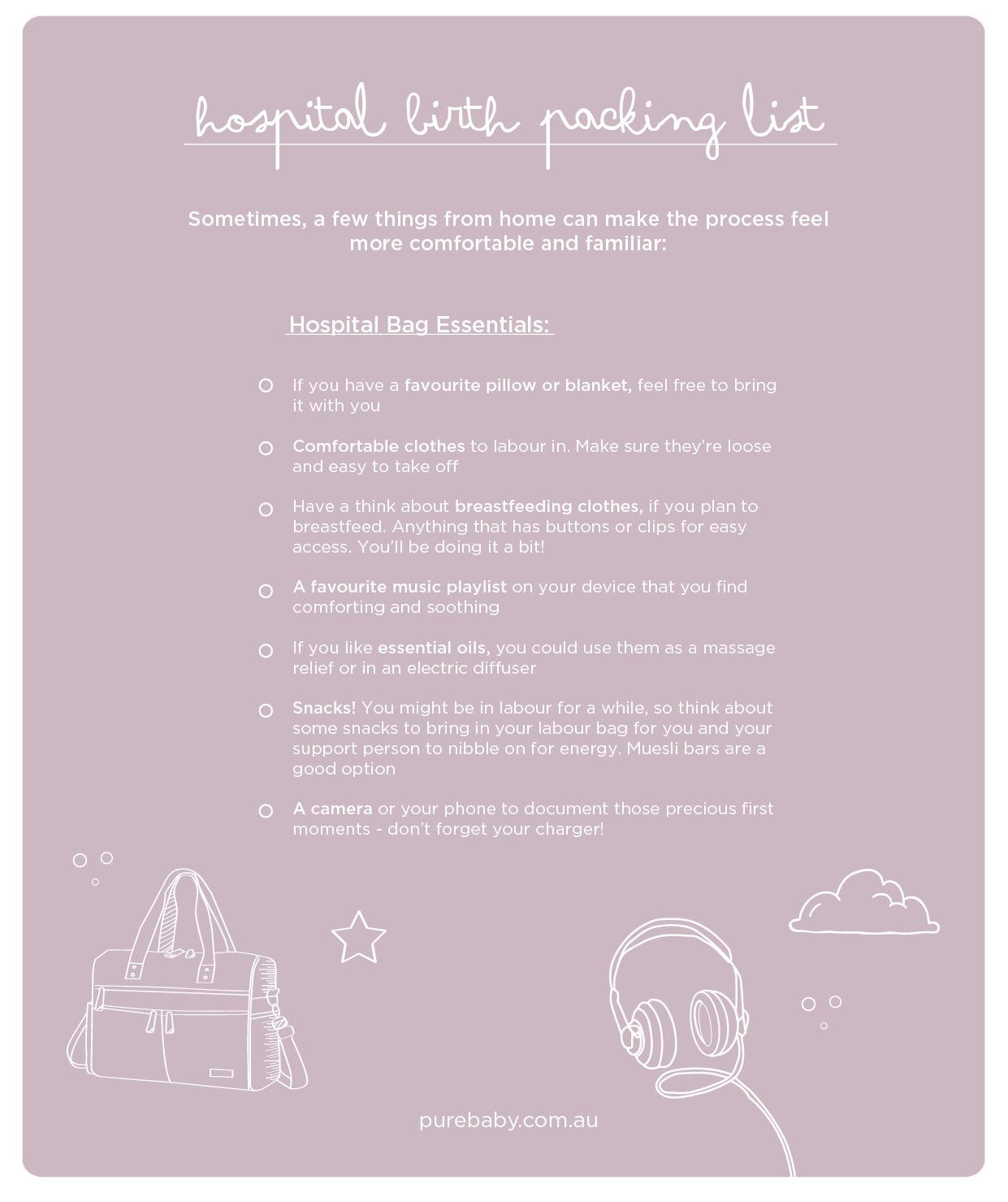 Hospital Birth Packing List for Mum | Purebaby
