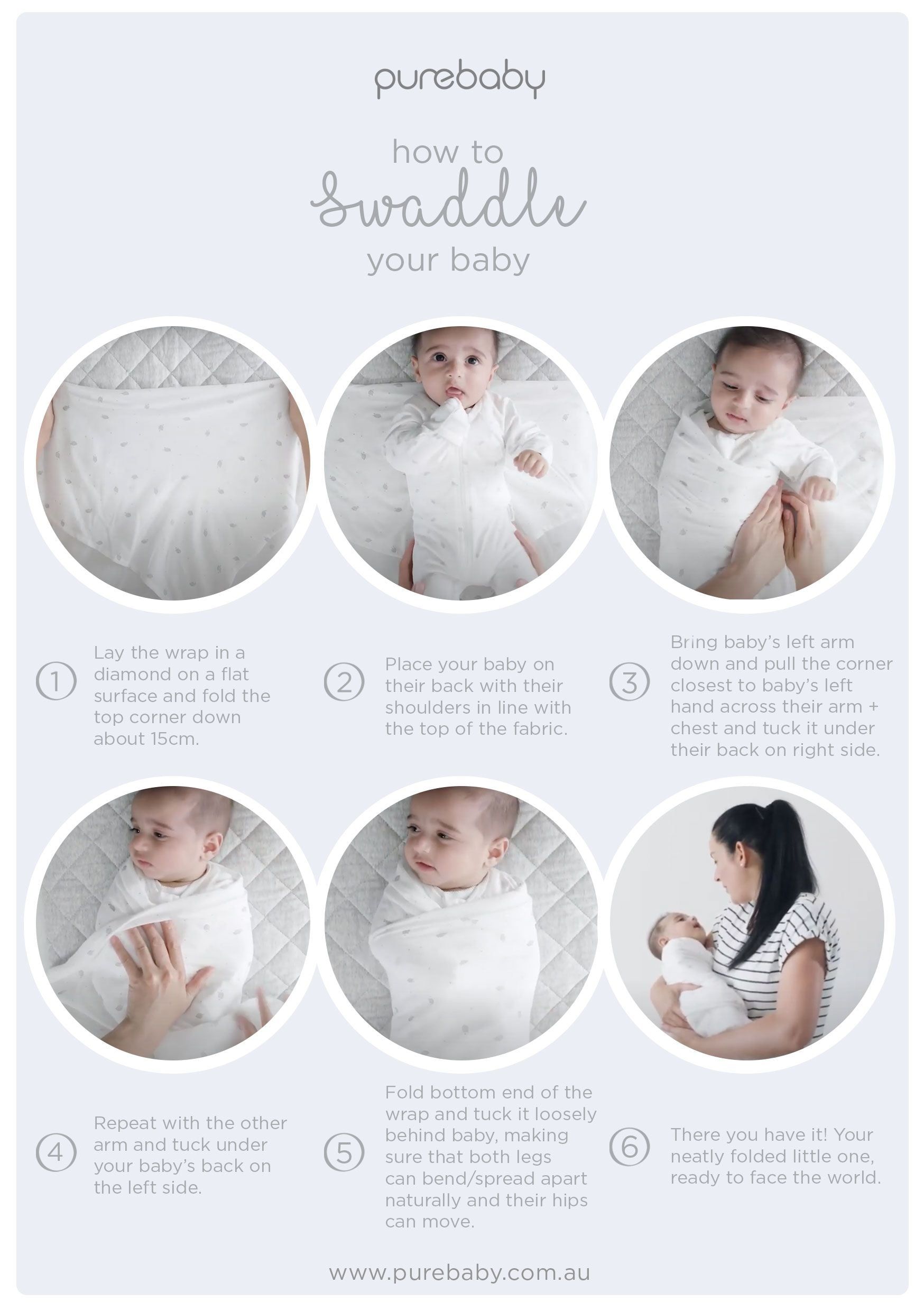 Purebaby How to Swaddle a Baby