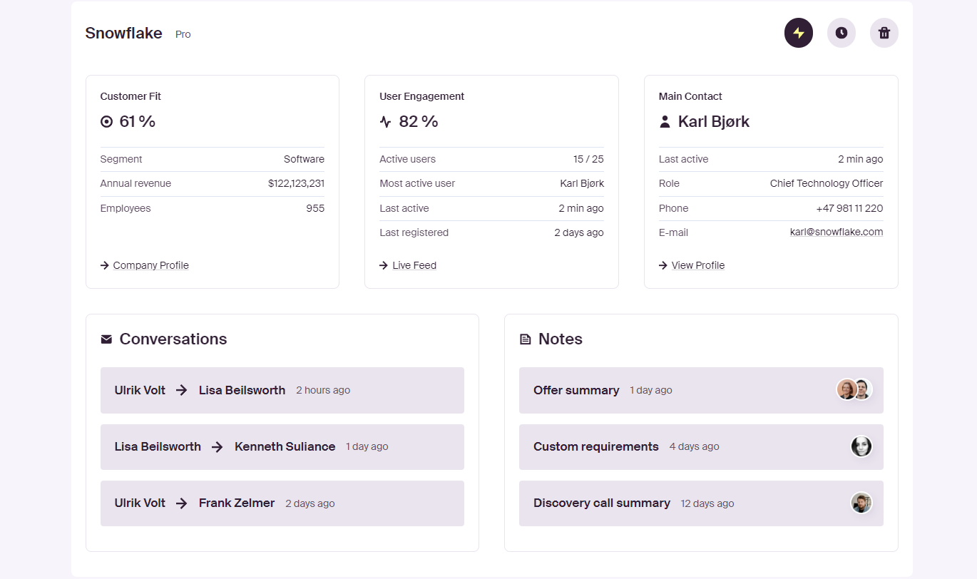 Breyta dashboard showing full account details and activity