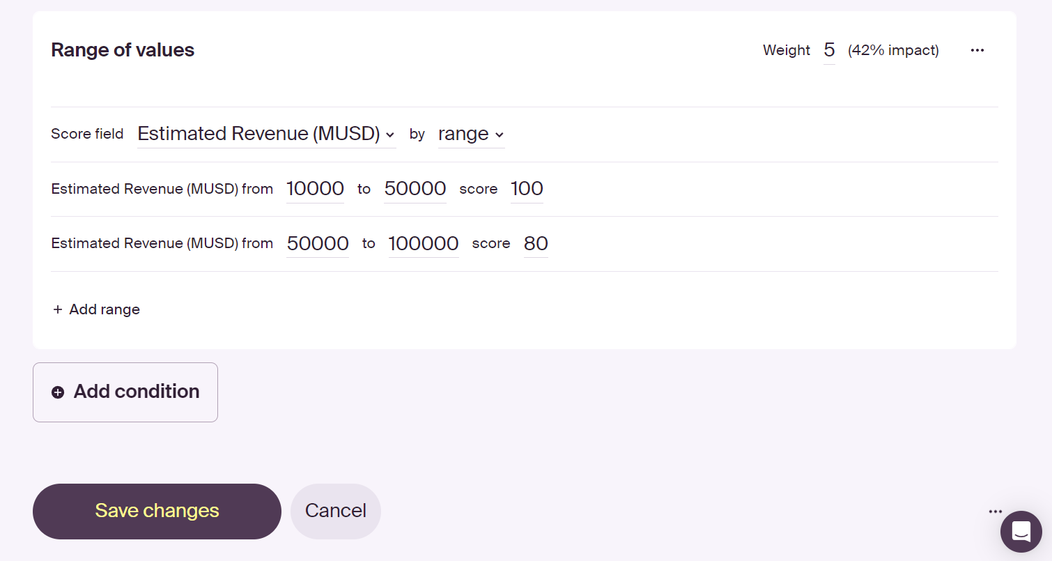 Screenshot from Breyta tool showing Estimated Revenue ranges