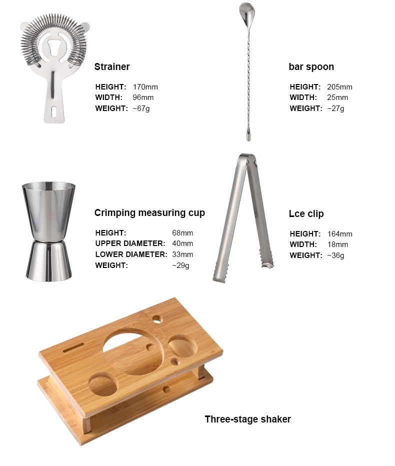 Stylish 7-Piece Cocktail Kit With Bamboo Stand & Recipe Card Slot