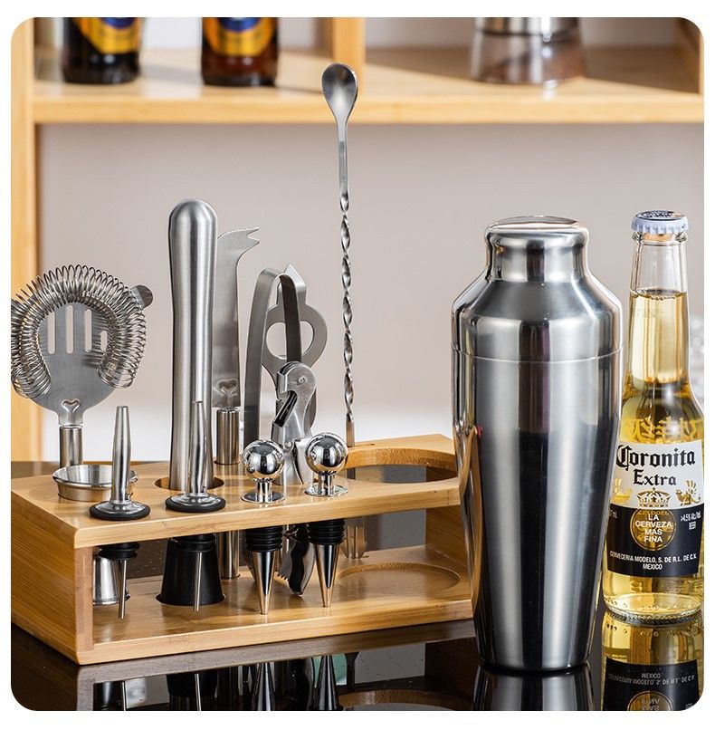 Cocktail Set with Bamboo Stand