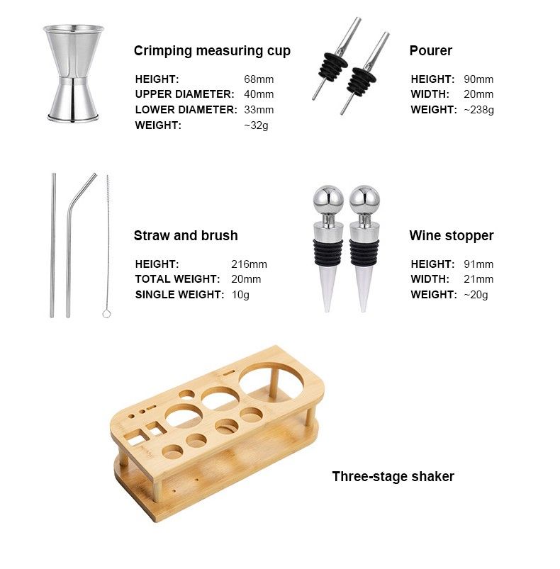 16-Piece Cocktail Shaker Set With Bamboo Stand For Home Bar