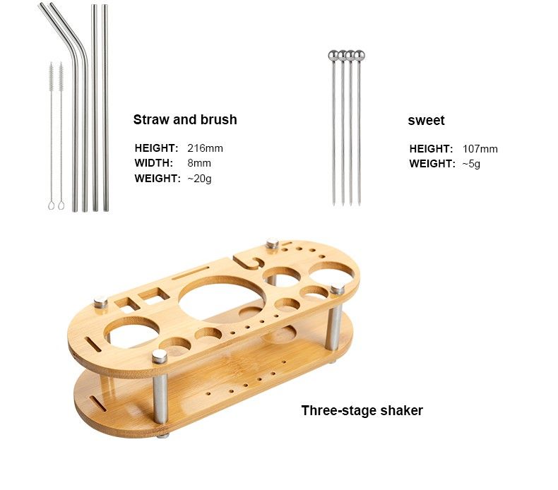 Manhattan Shaker Set with Bamboo Stand