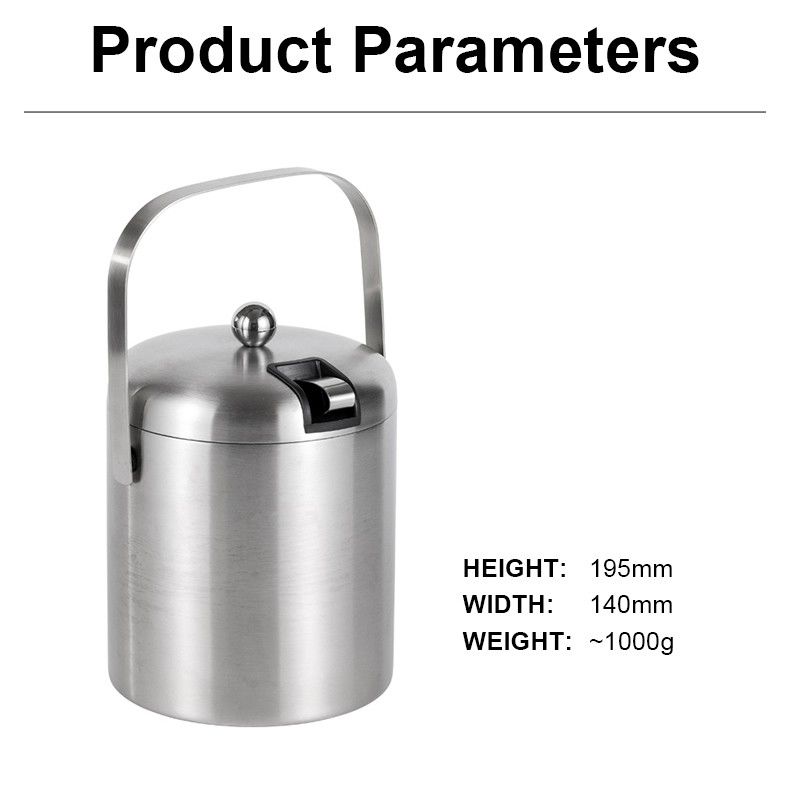Stainless Steel Double-Walled Ice Bucket With Ice Tongs