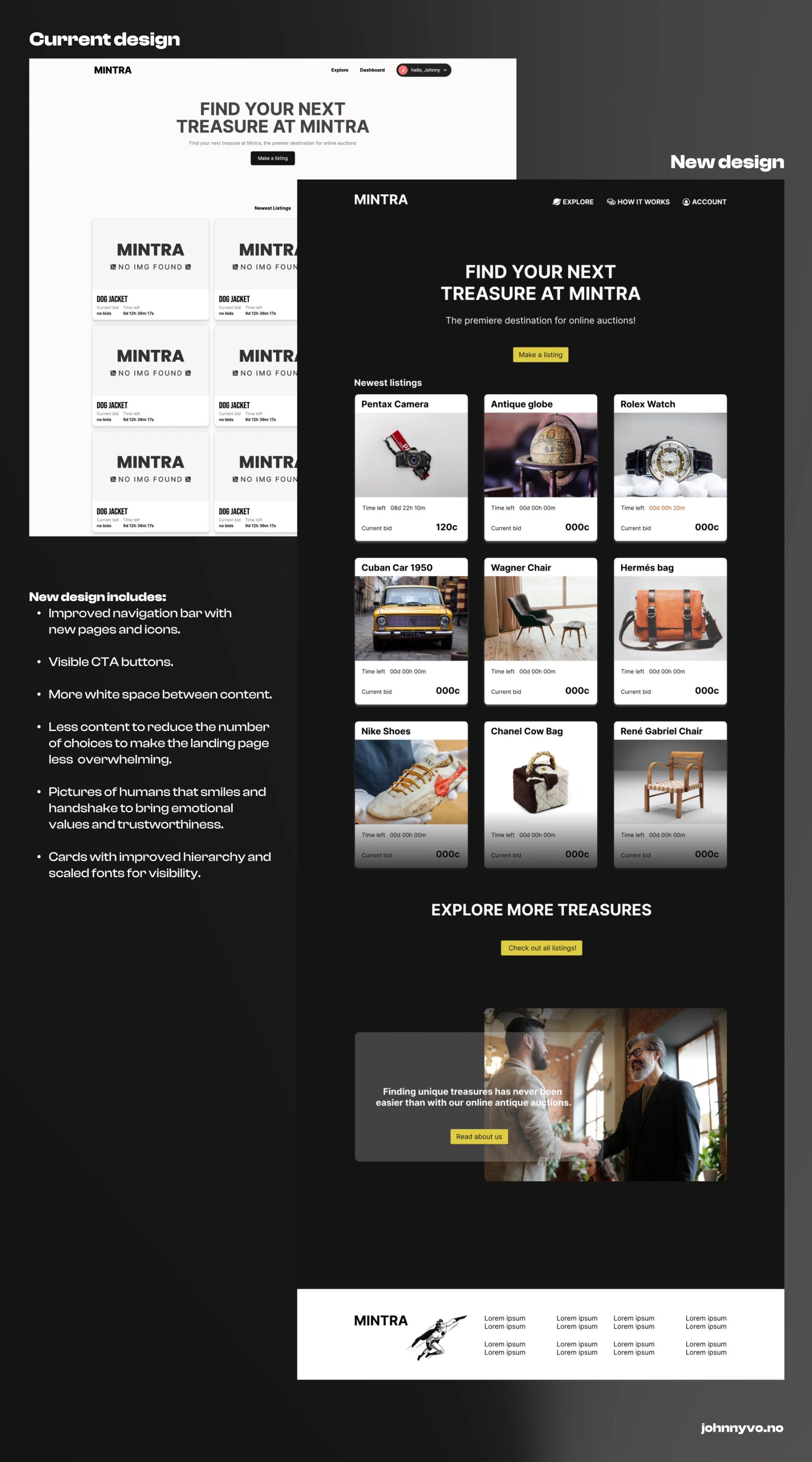 Mintra web design before and after