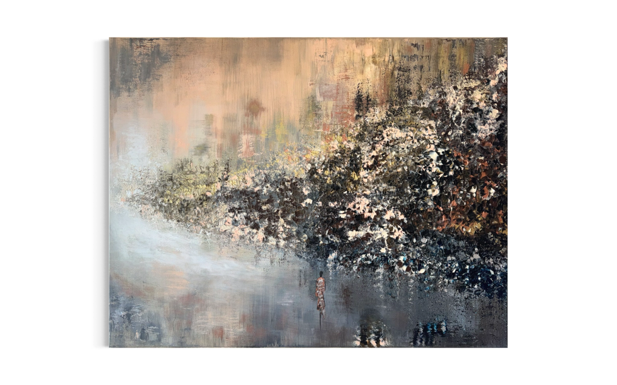 Abstract city landscape. Acrylic on canvas, dimensions 90 x 70 cm. 