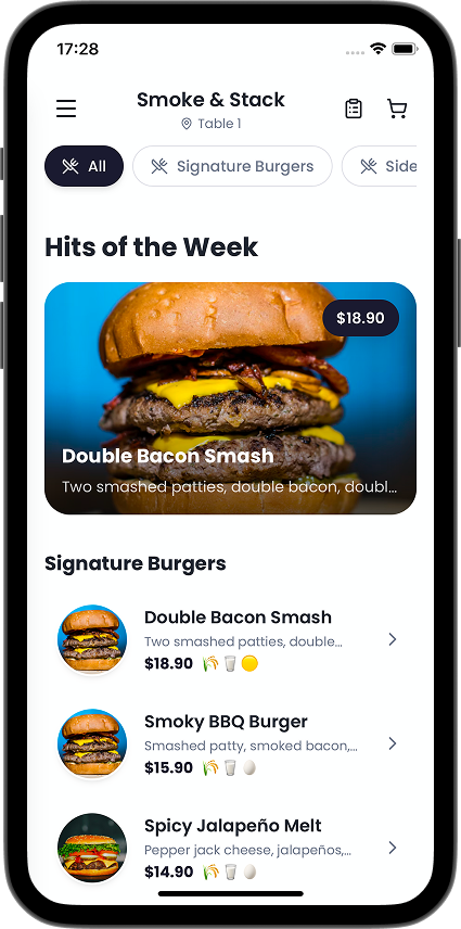 A digital menu every customer understands