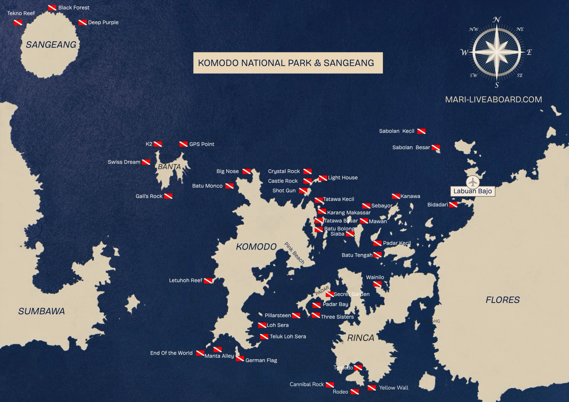 Komodo National Park Dive Sites Map