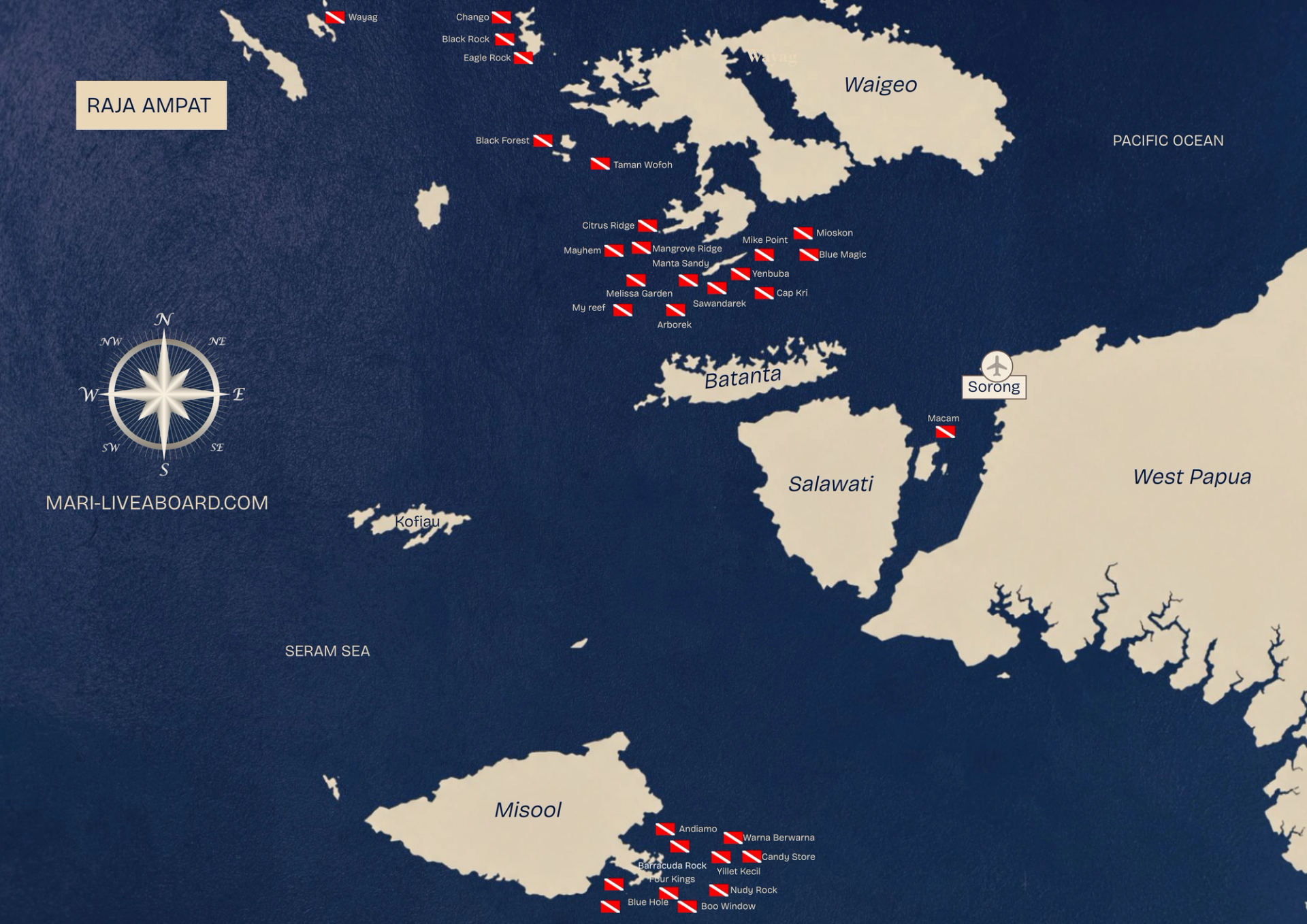 Raja Ampat Dive Sites Map